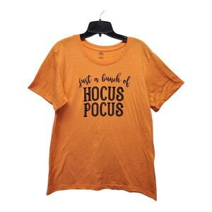 Women's Halloween "Just a bunch of Hocus Pocus" Orange  T-shirt (LARGE 12-14)